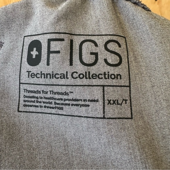 Figs Gray Straight Leg Women's Pants with Teal Drawstring - Picture 9 of 11